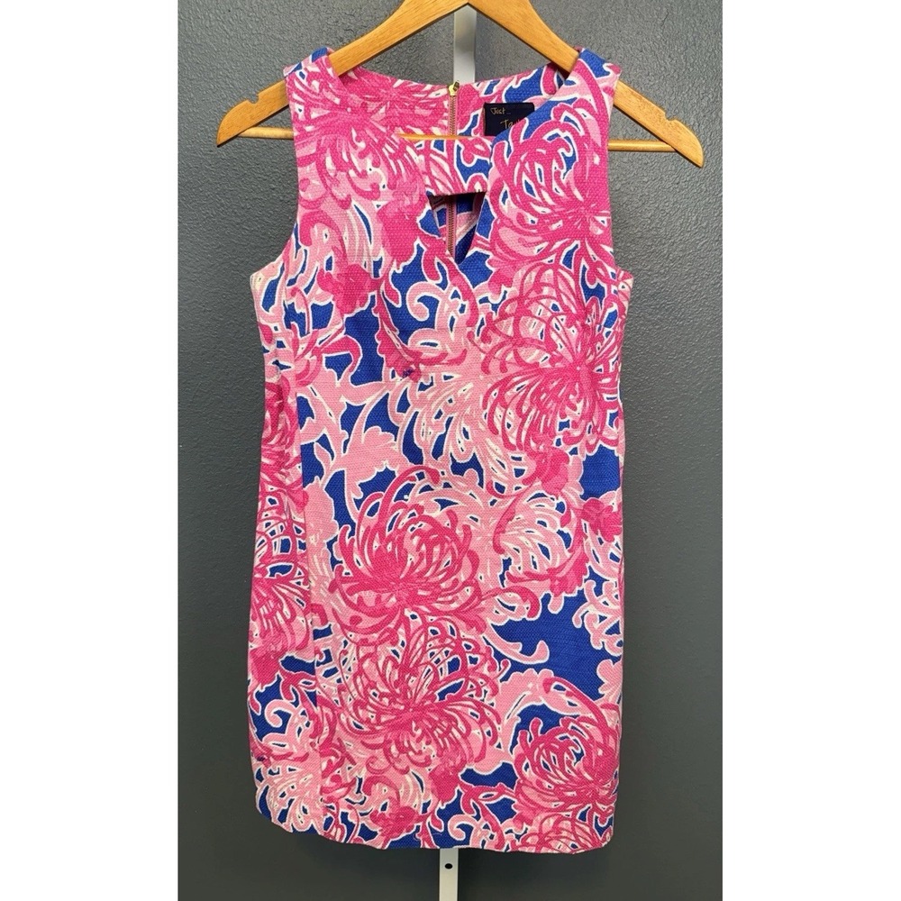 Just Taylor Pink And Blue Floral Shift Dress With Slit Pockets Size 6P